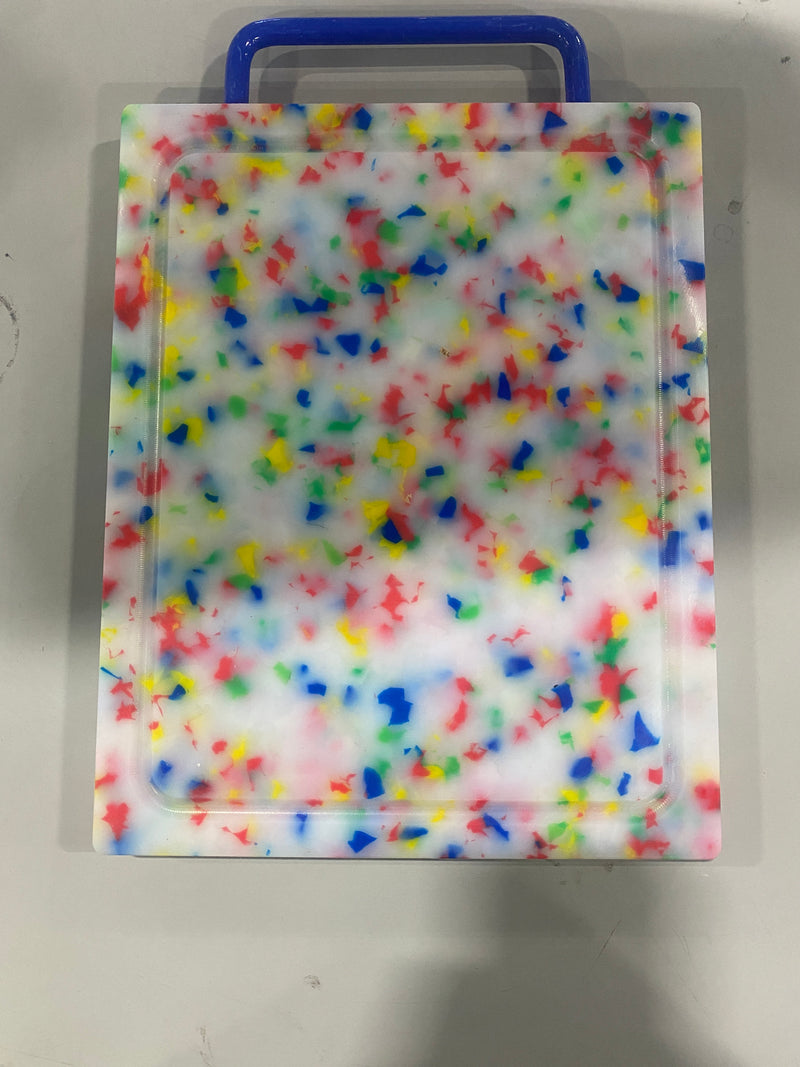 OLLIA CONFETTI RECYCLED PLASTIC CUTTING BOARD, 11" X 9" X .75" - Like New