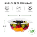 Lullaby 100 Packs 32oz Clear Plastic Salad Bowls with Lids Bulk, Disposable - Brand New