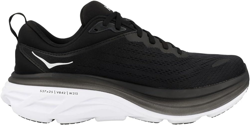 1127952 HOKA ONE ONE Womens Bondi 8 Textile Black/White 9.5 - Like New