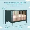 Dream On Me Clover 4-in-1 Modern Island Crib with Rounded Spindles in Olive - Like New