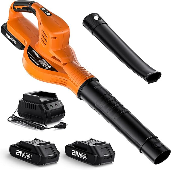 KONGMAD Cordless Leaf Blower Electric 2 Batteries/Charger CFJ10-MT - ORANGE Like New