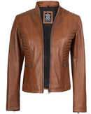 Blingsoul Disc Motorcycle Womens Leather Jackets, Rachel Tan, 3XL - Brand New