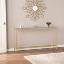 Holly & Martin Darrin Narrow Long Console Table with Mirrored Top in Gold - Brand New
