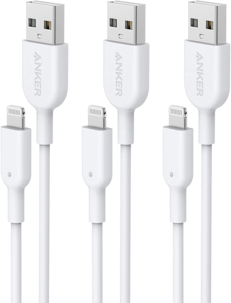 Anker Lightning Cable, Powerline II, 3ft MFi 3 Pack Charger Sync - B8432- White Like New