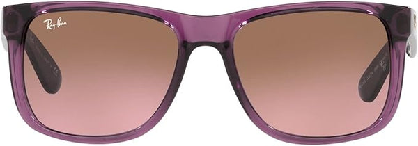 RAY BAN JUSTIN POLISHED TRANSPARENT VIOLET FRAME PINK BROWN GRADIENT LENSES 50MM - Like New