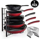 SAGLER 1 PAN ORGANIZER AND POT LID ORGANIZER 6 TIER SET OF 2 BRONZE - BLACK - Like New