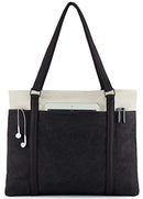 WXNOW WOMEN LAPTOP TOTE BAG CANVAS HANDBAG PURSE SHOULDER BAG - BLACK - Like New