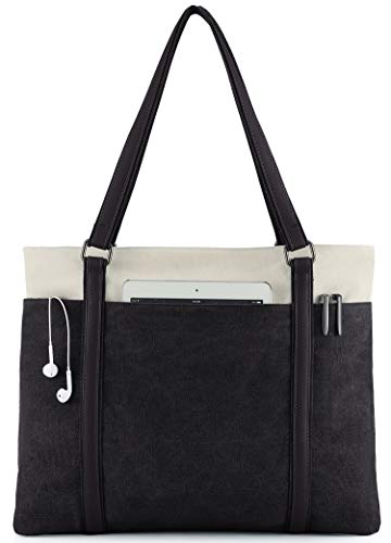 WXNOW WOMEN LAPTOP TOTE BAG CANVAS HANDBAG PURSE SHOULDER BAG - BLACK - Like New