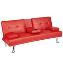 MOOSENG FUTON SETS BLACK CONVERTIBLE SOFA BED WITH ARMREST RECLINER COUCH RED - Like New