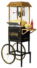 NOSTALGIA POPCORN MAKER MACHINE CART 10 OZ KETTLE 40 CUPS NKPCRT10BKD1 - BLACK - Like New