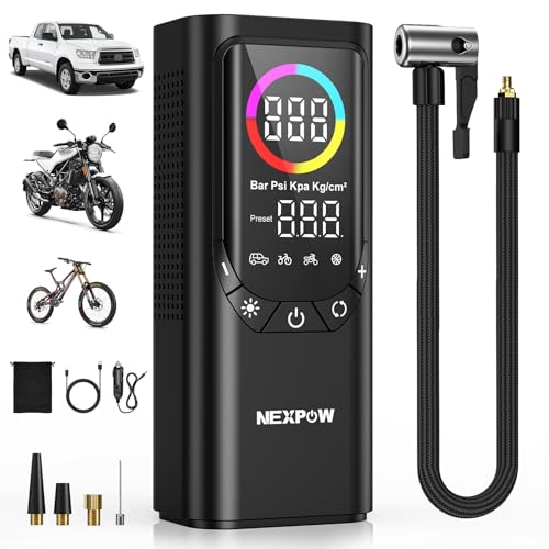NEXPOW TIRE INFLATOR AIR COMPRESSOR 150PSI 9000MAH CORDLESS NP17 - BLACK - Like New