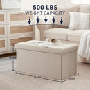ORNAVO HOME 30" FOLDING STORAGE OTTOMAN LARGE STORAGE OTTOLINEN30 - BEIGE - Like New