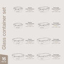 Bakken Borosilicate Glass Food Storage Containers with Lids 16 Pieces - Like New