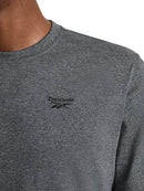 REEBOK MEN'S SMALL LOGO TEE, SIZE MEN M, CEE GREY, CHARCOAL HEATHER - M - Brand New