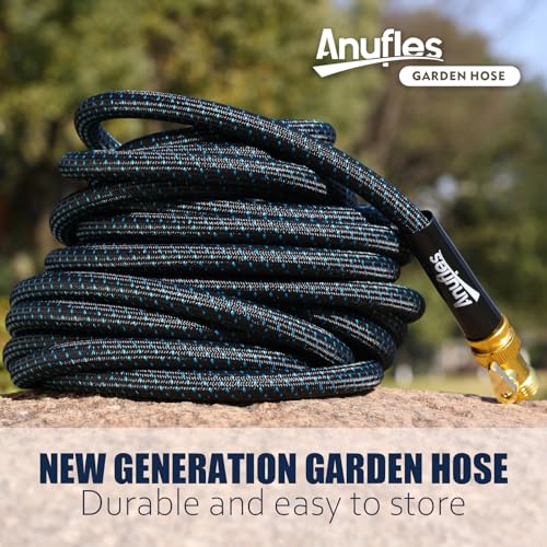 ANUFLES GARDEN HOSE 50FT LIGHTWEIGHT 3-LAYER PVC FLEXIBLE WATER HOSE - BLACK - Like New