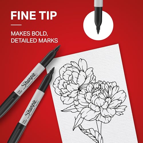 SHARPIE PERMANENT MARKERS, BULK SET, FINE TIP MARKERS, 36 COUNT - BLACK - Like New