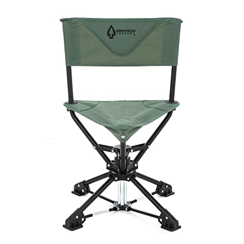 ARROWHEAD OUTDOOR 360° DEGREE SWIVEL HUNTING CHAIR STOOL SEAT, FOREST GREEN - Like New