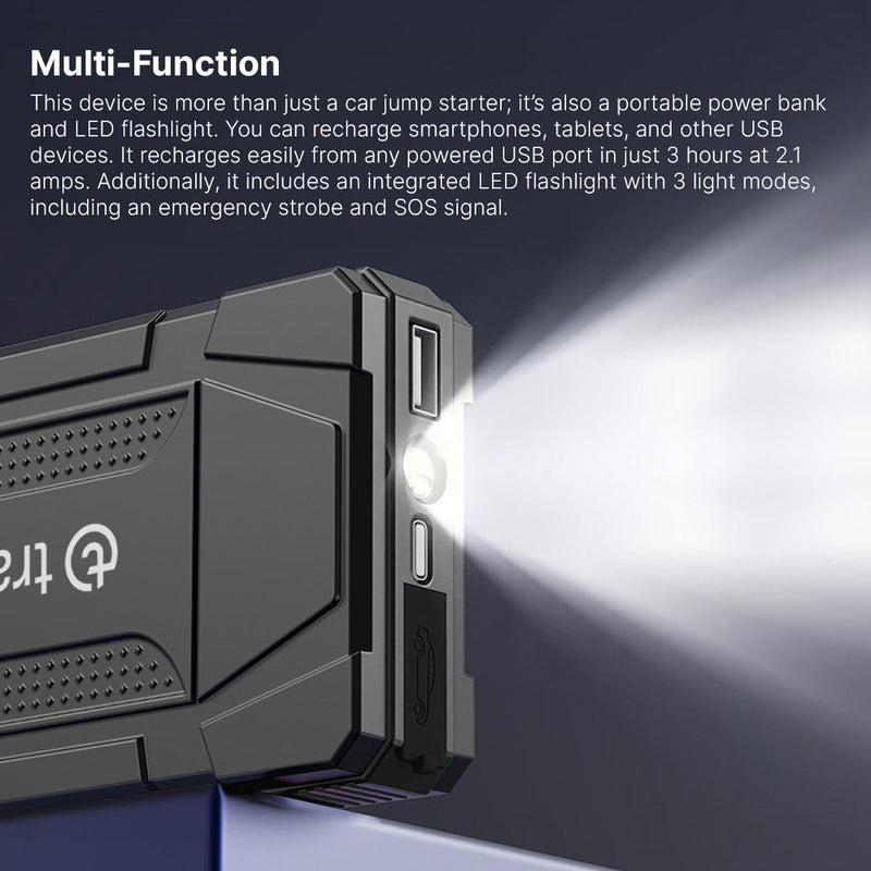 TRAVERSE R33 PORTABLE SMART JUMP STARTER, 5.0L GASOLINE, 2.0L DIESEL - BLACK - Like New