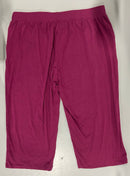 HUUEAY WOMEN'S PLUS SIZE CAPRI PANTS COTTON WIDE LEG CAPRIS - 2X-LARGE - MAROON - Brand New