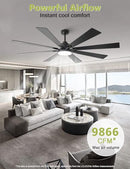 VACZON 72 IN. INDOOR INTEGRATED LED MATTE BLACK 6-SPEED CEILING FAN VZA01A115BK - Like New