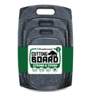 FRESHWARE PLASTIC CUTTING BOARD SET OF 3 JUICE GROOVES BC-330BK - BLACK MARBLE - Brand New