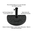PURE GARDEN 50-146 20 POUND BASE 20 POUND HALF ROUND PATIO UMBRELLA - BLACK - Like New