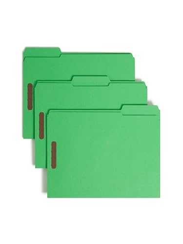 SMEAD FASTENER FILE FOLDERS 50 COUNT GREEN REINFORCED 1/3-CUT TABS 12140 - GREEN - Brand New
