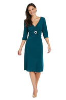 R&M Richards Women's Fit & Flare Midi Dress - Size: 16W, Emerald - Brand New