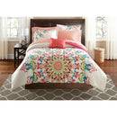 MAINSTAYS 8 PIECE BED IN A BAG COMFORTER SET WITH SHEETS,QUEEN - CORAL MEDALLION - Like New