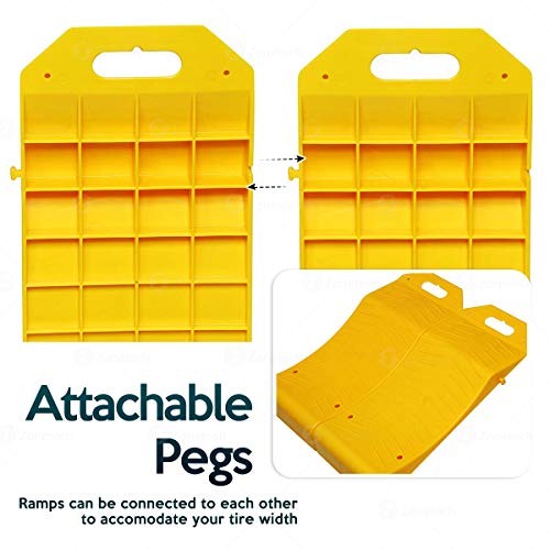 ZONETECH TIRE SAVER RAMPS - PREMIUM ANTI- SLIP DESIGN PREVENTION 8 PACK - YELLOW - Like New