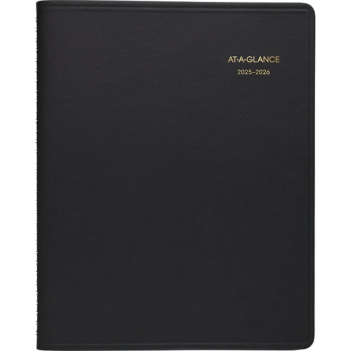 AT-A-GLANCE 7" X 8.75" ACADEMIC YEAR WEEKLY APPOINTMENT FAUX LEATHER - BLACK - Like New