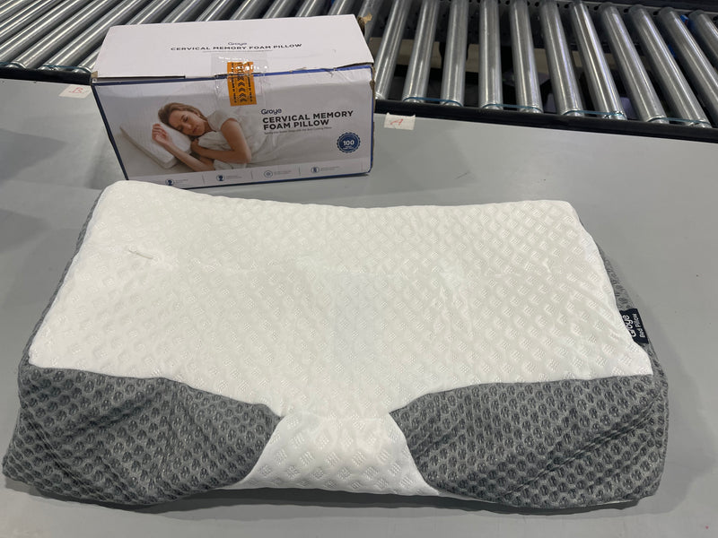 GROYE DJUSTABLE NECK PILLOWS PAIN RELIEF SLEEPING ENHANCED ERGONOMIC - DARK GRAY - Like New