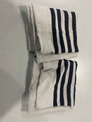 MADISON PARK FABRIC SHOWER CURTAINS BOTTOM HORIZONTAL STRIPED 2 PK - GRAY/BLACK - Like New