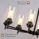 SUCO 33.5'' 8-LIGHT CHANDELIER LIGHTING GLASS SHADES BLACK - 3359-P8-BK - Brand New