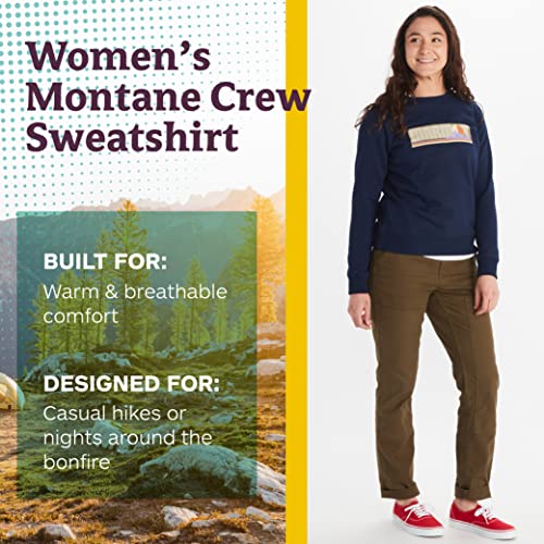 MARMOT WOMEN'S MONTANE CREW SCREEN PRINTED SWEATSHIRT M14188 ARCTIC NAVY SIZE L - Brand New