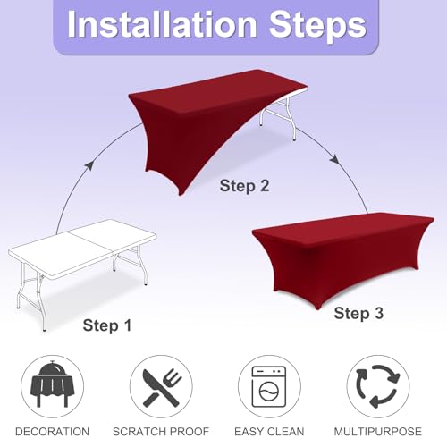 ABCCANOPY 2 Pack 4 FT Red Spandex Table Cover Stretch Fitted WR - Red - Like New