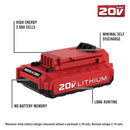 PORTER-CABLE 20V MAX 2.0AH BATTERY - RED/BLACK/WHITE - Like New