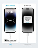 ANKER USB C TO LIGHTNING CABLE,312 USB-C TO LIGHTNING CABLE (WHITE, 3FT) MFI - Like New