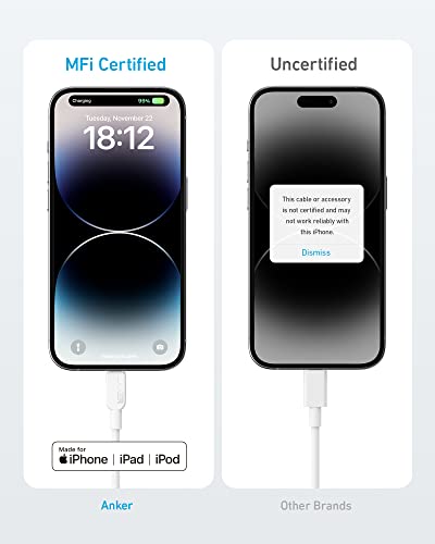 ANKER USB C TO LIGHTNING CABLE,312 USB-C TO LIGHTNING CABLE (WHITE, 3FT) MFI - Like New