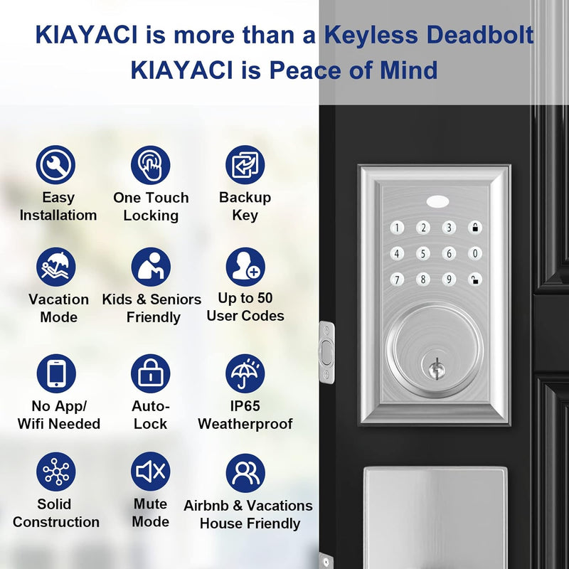 KIAYACI Front Door Lock Set Handle Sets Brushed Single Door - Silver Like New