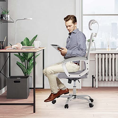 JHK Ergonomic High Back Mesh Lumbar Computer Rolling Task Office Chairs - Gray - Like New