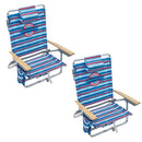 Tommy Bahama 2-Pack 5-Position Classic Lay Flat Backpack Beach Chair with Cooler - Like New