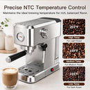 MEGAWISE 20-BAR ESPRESSO MACHINE 40.6OZ TANK MILK FROTHER - SLIVER - Brand New