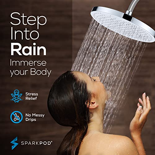 SparkPod 10 Inch Round Rain Shower Head - Chrome and White - Like New