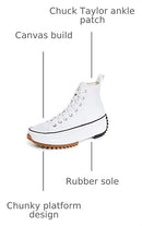 CONVERSE RUN STAR HIKE HIGH TOP PLATFORM SHOES MEN 8.5 WOMEN 10 WHITE/BLACK/GUM - Like New