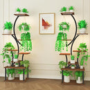 RICHMEN 8-TIERED PLANT STAND S SHAPE WITH GROW LIGHTS HJ-2418 - BLACK - Like New