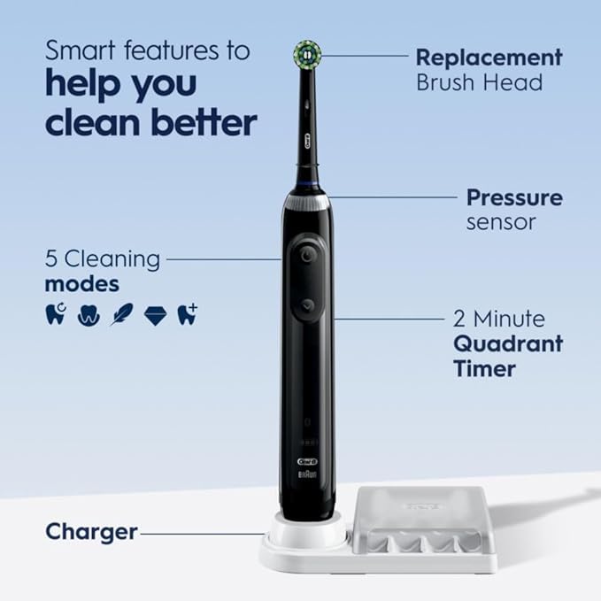 Oral-B Pro 5000 Smartseries Power Rechargeable Toothbrush 049-11-1755 - Black Like New