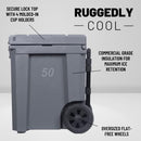 CAMP-ZERO 50L- 52 Quart Hard Cooler with Easy-Roll Oversized Wheels - Like New