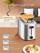Bonsenkitchen Toasters, 2 Slice Wide Slot, 7 Brown Settings B08MX181JC - Silver - Brand New
