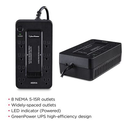 CYBERPOWER - 450VA BATTERY BACK-UP SYSTEM - BLACK - Like New
